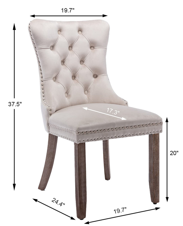 Beige Velvet Dining Chairs Set of 4 (4 Count)