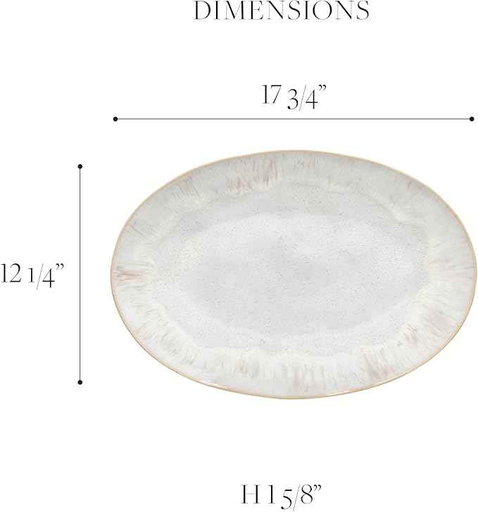 Casafina Ceramic Stoneware 18'' Oval Platter - Eivissa Collection, Sea Blue | Microwave, Dishwasher, Oven & Freezer Safe Dinnerware | Food Safe Glazing | Restaurant Quality Serveware