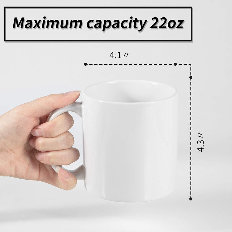 22oz white Super Large Ceramic Coffee Mugs Large Handles Set of 4