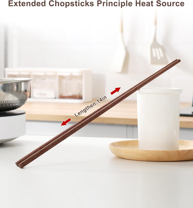 3Pairs Cooking Chopstick 14Inches Long Wooden Chop Sticks Reusable for Noodles Frying Hotpot
