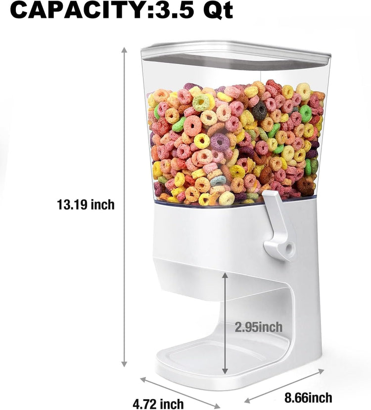 Cereal Dispenser Countertop With Bowls and Spoons Cereal Containers Storage for Pantry Snack Organizer Dry Food Storage Container with Lid for Kitchen Organization Oatmeal Nut Granola(1pcs White)