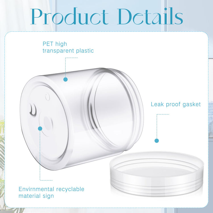 6 Pack Plastic Container with Lids Small Jars Wide Mouth Round Airtight Leak Proof Container for Travel Storage (6 Count)
