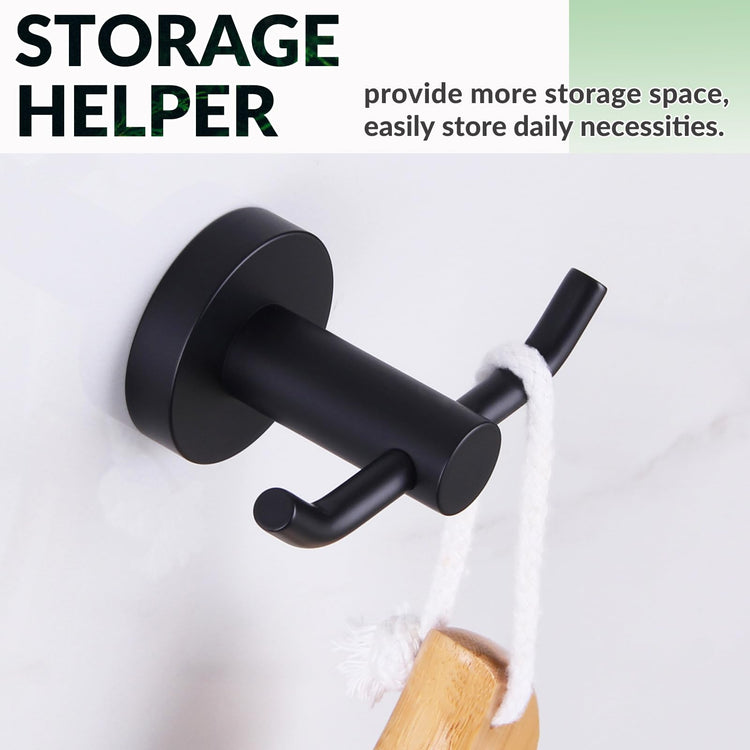 Matte Black Double Towel Hook for Bathroom