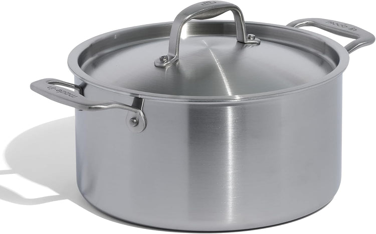 Made In Cookware - 6 Quart Stainless Steel Stock Pot With Lid - 5 Ply Stainless Clad - Professional Cookware - Crafted in Italy - Induction Compatible - Nestoria