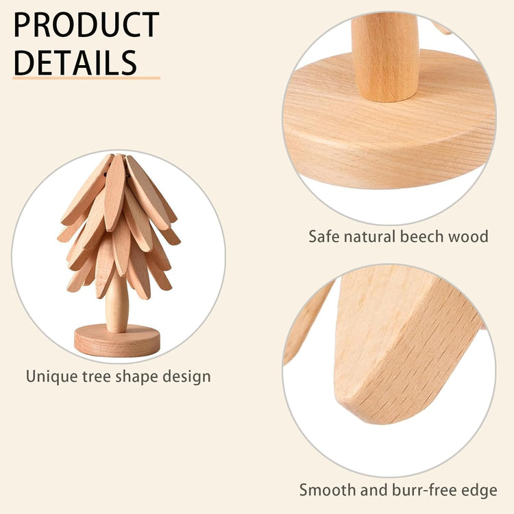 Premium Wooden Trivets Set of 4,Natural Wood Heat Resistant Coasters for Hot Pots, Pans, and Dishes - Eco-Friendly Kitchen Accessories for Dining Table, Countertop, and Stovetop Protection