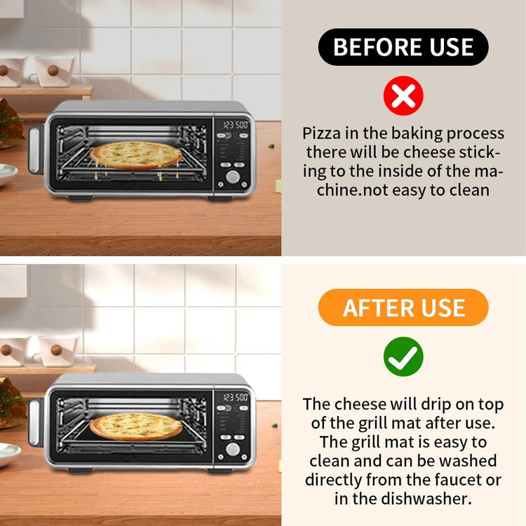 for Ninja Reusable Air Fryer Liners 12x12inch, Oven Liner for Bottom of Toaster Oven, 3x Liners + 3x Mesh Sheets, Non-Stick Baking/Microwave/Grill Mat,450ยฐF,Pre-Cut Square for SP101/SP201/SP301/SP351