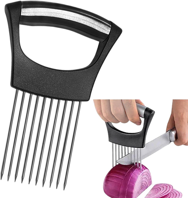 Stainless Steel Onion Holder for Slicing ,Meat Tenderizer,Fruits Vegetable Onion Cutter for Slicing and Storage of Avocados Lemon Potato Tomato and Other Meat Stalking Fork
