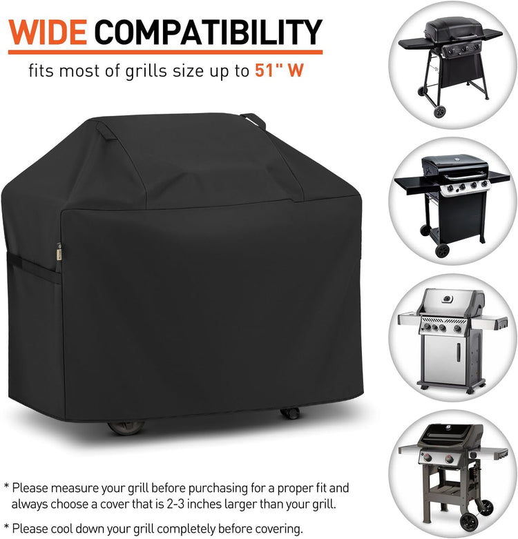 BBQ Grill Cover 53 Inch, Heavy Duty Waterproof Outdoor Gas Grill Cover, Fade Resistant Durable and Convenient Compatible with Charbroil Weber Spirit Nexgrill Napoleon