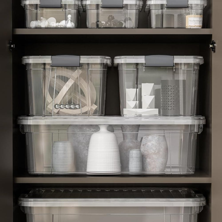 Clear Storage Boxes with Lids (4 Count)