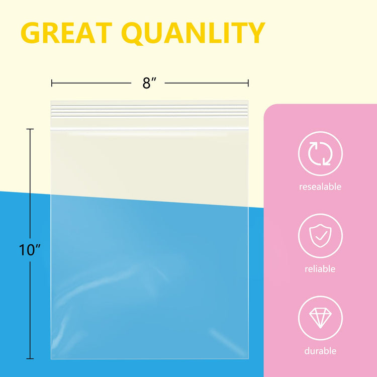 200 Pcs 8" x 10" Plastic Zip Poly Bags (200 Count)