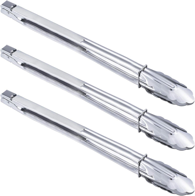 Stainless Steel Cooking Grilling Tongs Extra Long Camp Dutch Oven Tongs for Kitchen and Barbecue Charcoal (16-Inch 3 Pieces)