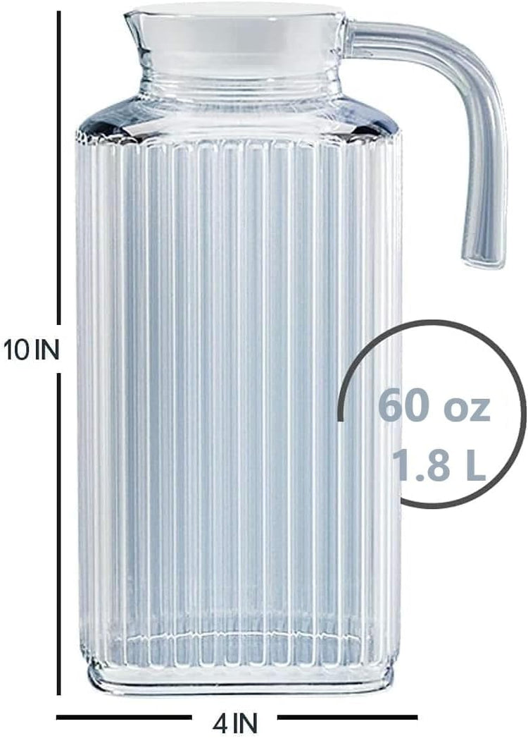 Fridge Pitcher – 60 OZ. Glass Water Fridge Pitcher with Lid By Home Essentials & Beyond Practical and Easy to use Fridge Pitcher Great for Lemonade, Iced Tea, Milk, Cocktails and more Beverages.