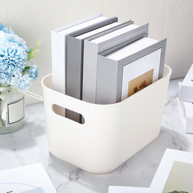 Plastic Storage Bins 10 Pcs White Pantry Organizer Bins Small Baskets Storage Containers for Home Kitchen (10 Count)