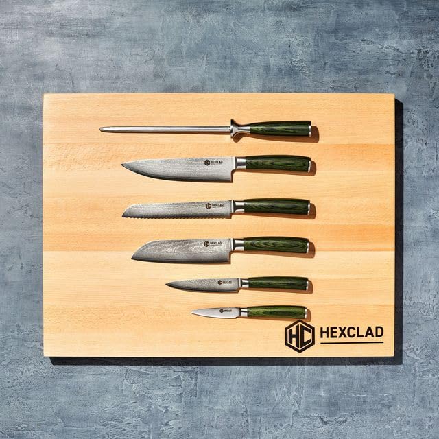 Green 6 Piece Japanese Damascus Stainless Steel Knife Set (6 Count)