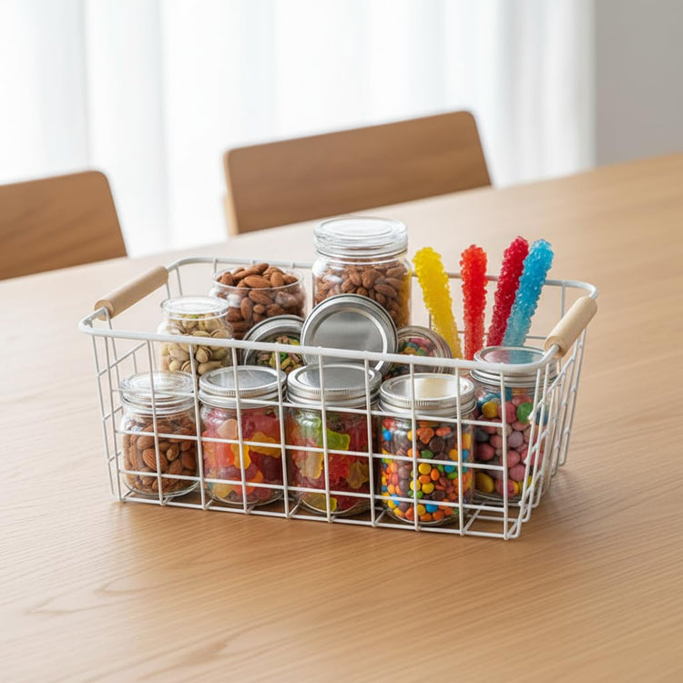 white wire baskets for organizing with Wooden Handles Storage Organizer Baskets (2 Count)