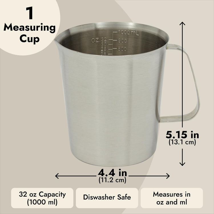 4 Stainless Steel Metal Measuring Cups