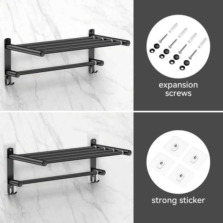Black Adjustable Towel Bar for Bathroom Wall Mount17