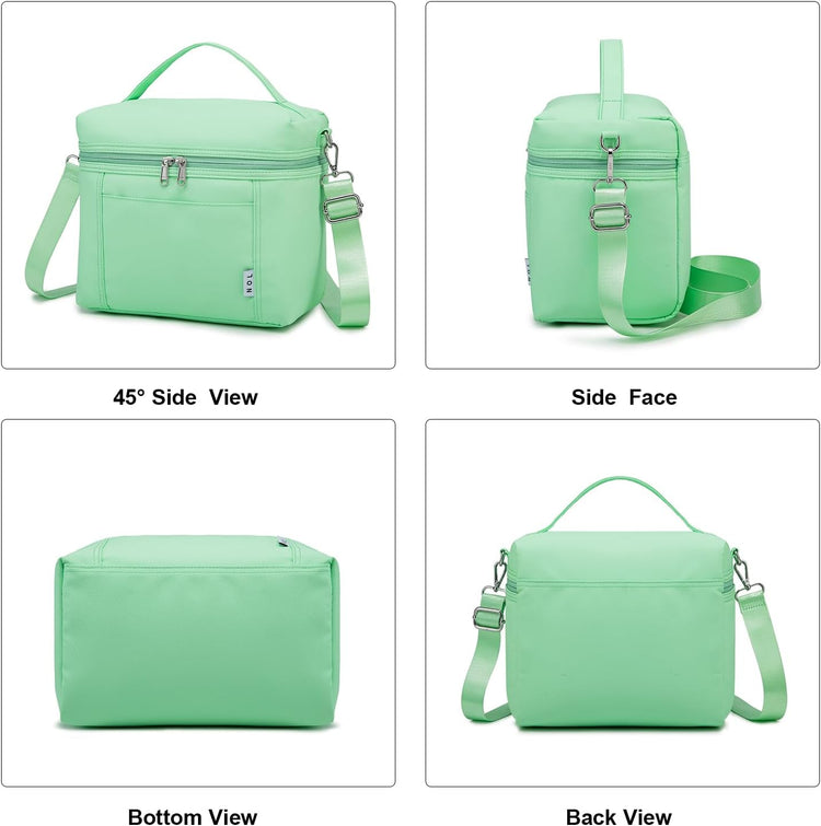 NOL Natural Organic Lifestyle Insulated Lunch Bags for Women Cooler Bag Lightweight Nylon Waterproof Lunch Box For Work (Small, Mint green)