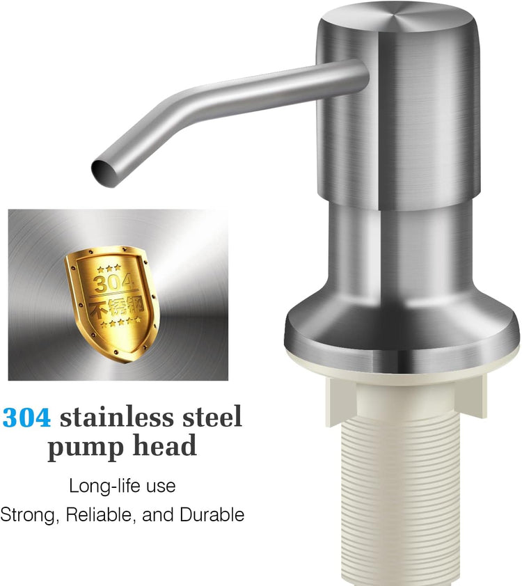 Soap Dispenser for Kitchen Sink and Extension Tube Kit, Stainless Steel SoapDispenser with 47 Inches Tube Connects Directly to Soap Bottle, Hand and Dish Soap Dispenser Pump (Brushed Nickel)