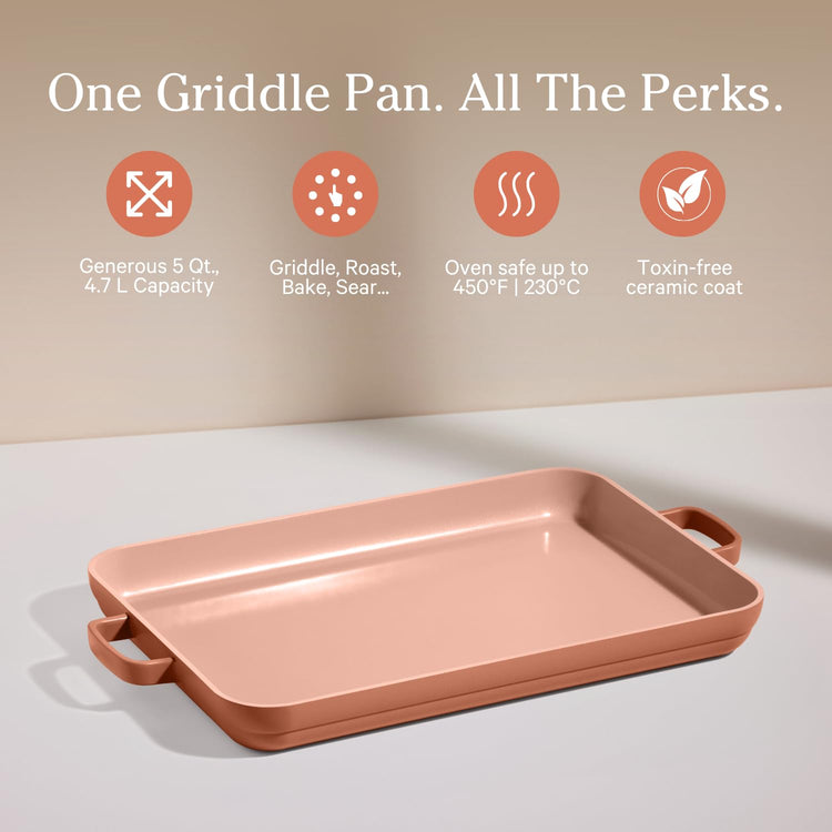 Griddle Pan 5 Qt Nonstick Ceramic Stovetop Griddle & Sheet Pan
