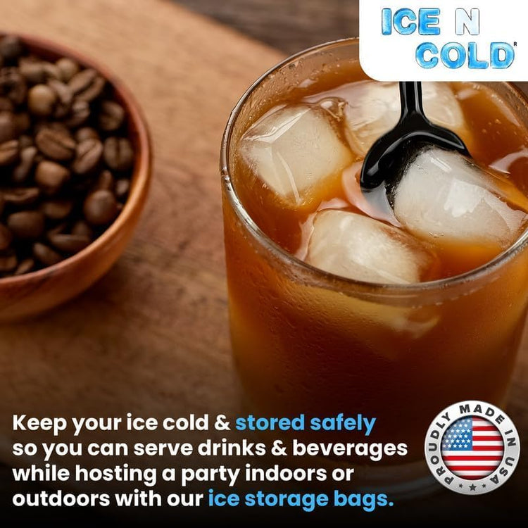 Ice Bags with Drawstring Closure | 20lb, 400ct/cs | 50 mic Thickness | Portable Storage and Freezer Keeper