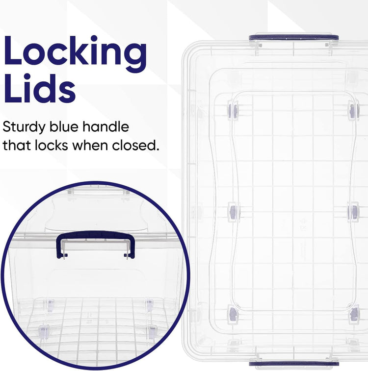 Superio Storage Bins with Lids, Clear Plastic Containers for Organizing, Stackable Totes, BPA Free, Odor Free, Organizer Boxes for Home, and Dorm (4 Pack, 44 Quart)