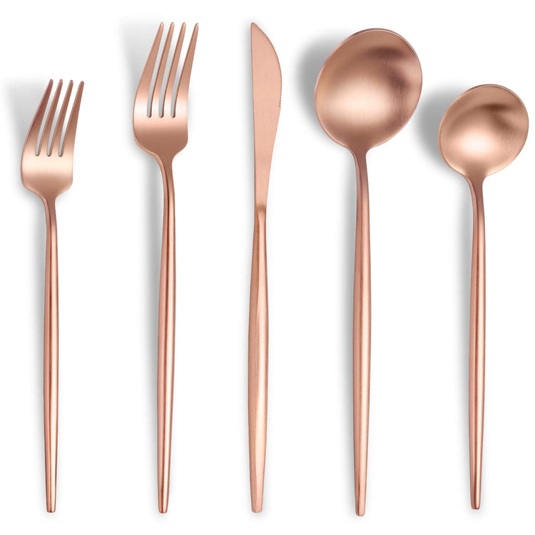 Matte Rose Gold Silverware Set for 4 (4 Count)
