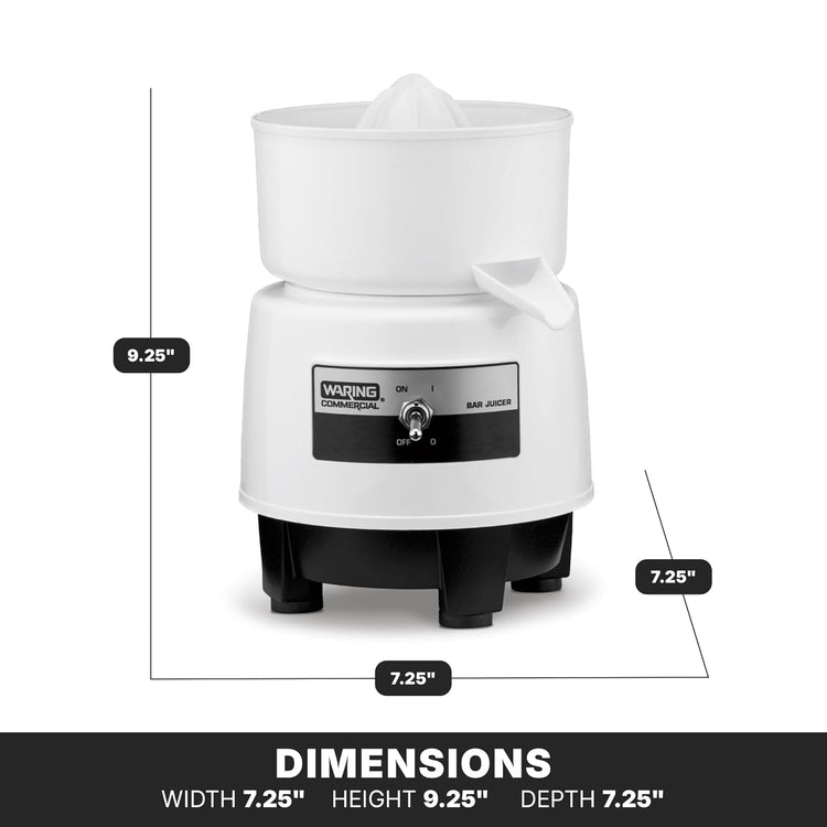 Waring Commercial BJ120C Compact Citrus Juicer, 120V, 5-15 Phase Plug,White, 34 Ounce