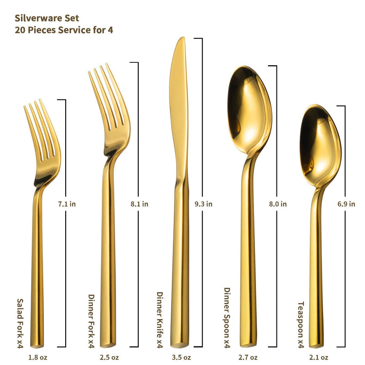 Cube Gold 20 Piece Flatware Set (17.49 Count)