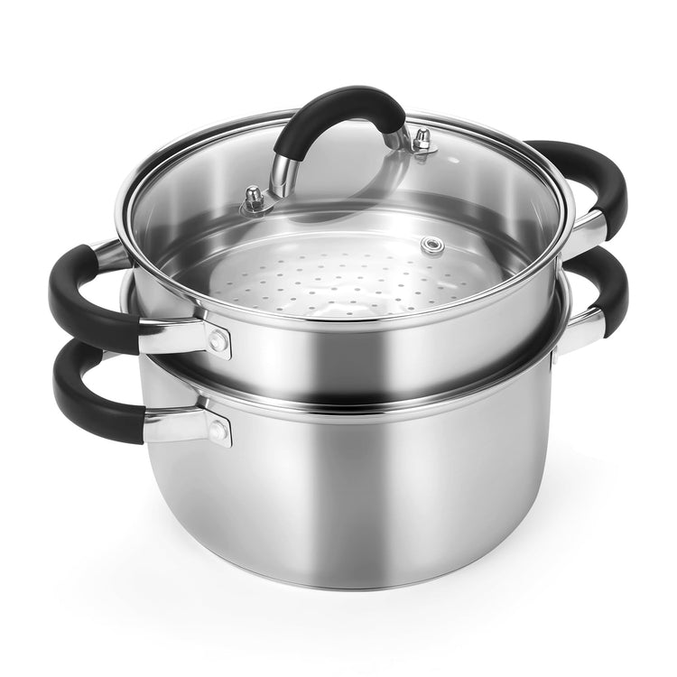 3.2QT Stainless Steel Steamer for Cooking with Lid & Steamer Basket