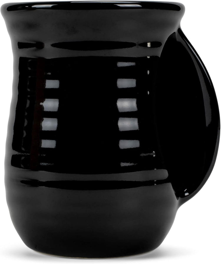 Elanze Designs Ribbed 14 ounce Ceramic Stoneware Handwarmer Mug Set of 4, Black