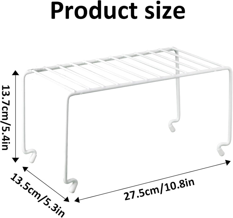 2-Pack Small (10.8x5.3inch) White Stackable Shelf Organizer Rack, Kitchen Shelves Organization for Cabinet, Pantry Organizers and Storage, Wire Shelf Rack, Desk Organizer, Rustproof