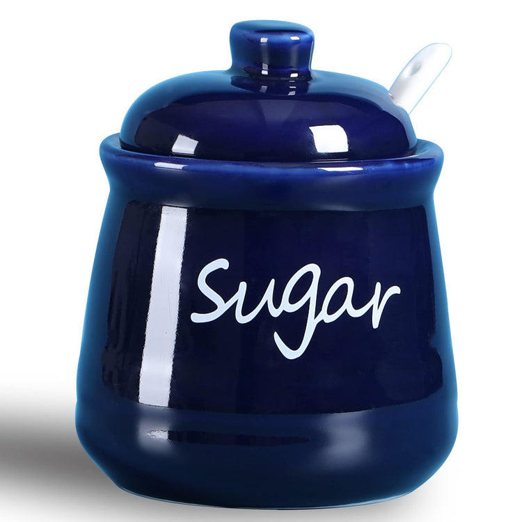 Ceramic Sugar Bowl with Lid and Spoon 12oz