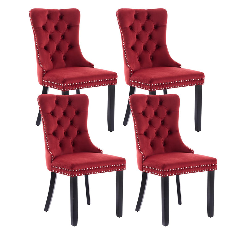Wine Red Velvet Dining Chairs Set of 4 (4 Count)