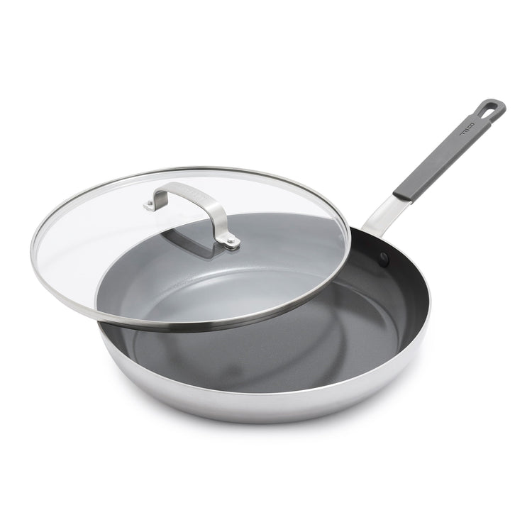 x Bobby Flay Stainless Steel 12” Frying Pan Skillet & Glass Lid