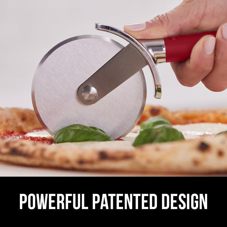 GORILLA GRIP BPA-Free Large Pizza Cutter Wheel, 9 Inch, Sharp Stainless Steel Blade, Slip Resistant Handle with Thumb Guard Protection, Slice Thick or Thin Pizzas, Pie, Pastries in Seconds, Red