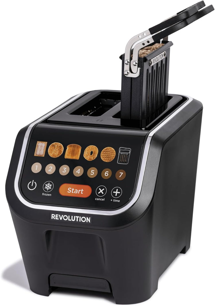 Revolution R90 Digital Toaster + Toastie Press Bundle – 2-Slice Wide Slot, Patented InstaGLO 2.0 Technology, Toastie Press Mode – Toast Bread, Bagels, Waffles, Tortillas, Pastries – Black