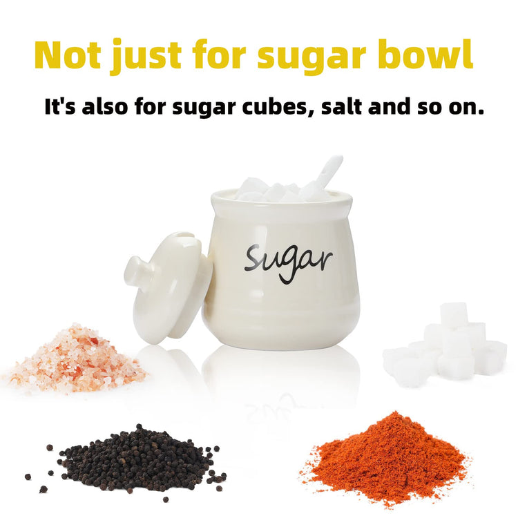 Ceramic Sugar Bowl with Lid and Spoon 12oz (12 Ounce)
