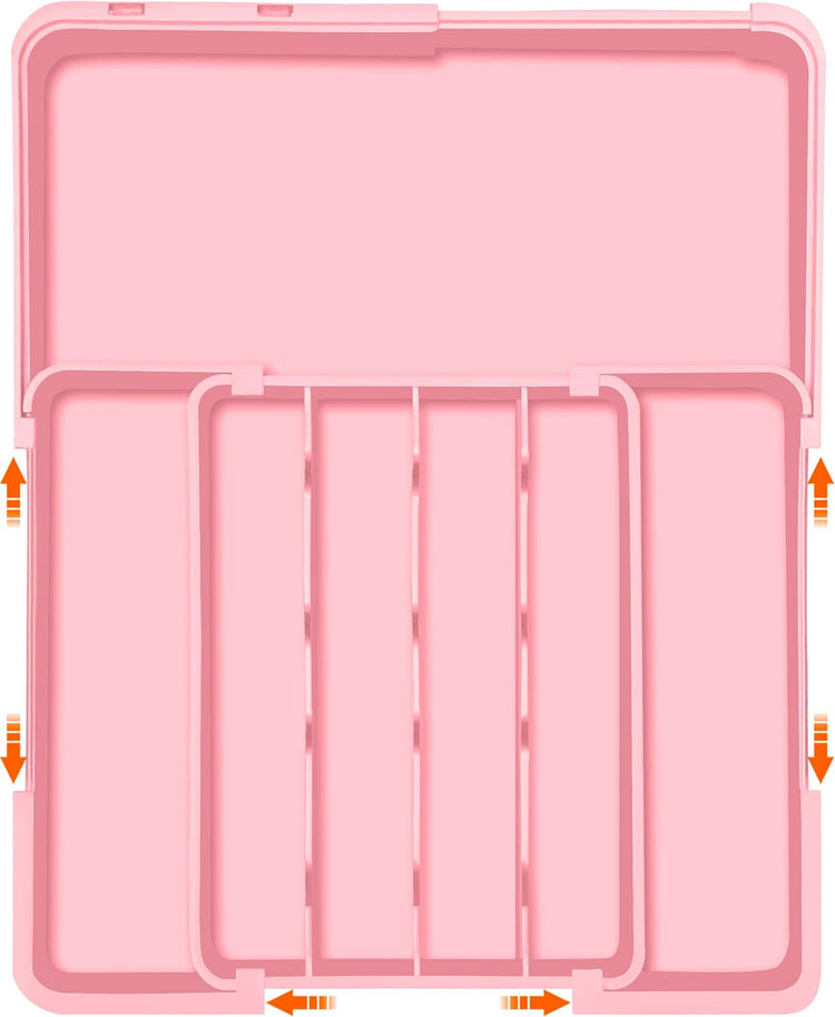 Silverware Organizer Expandable Silverware Drawer Organizer Adjustable Drawer Organizer, Flatware Cutlery Tray for Spoons Forks Knives Kitchen Organizers Storage,Pink