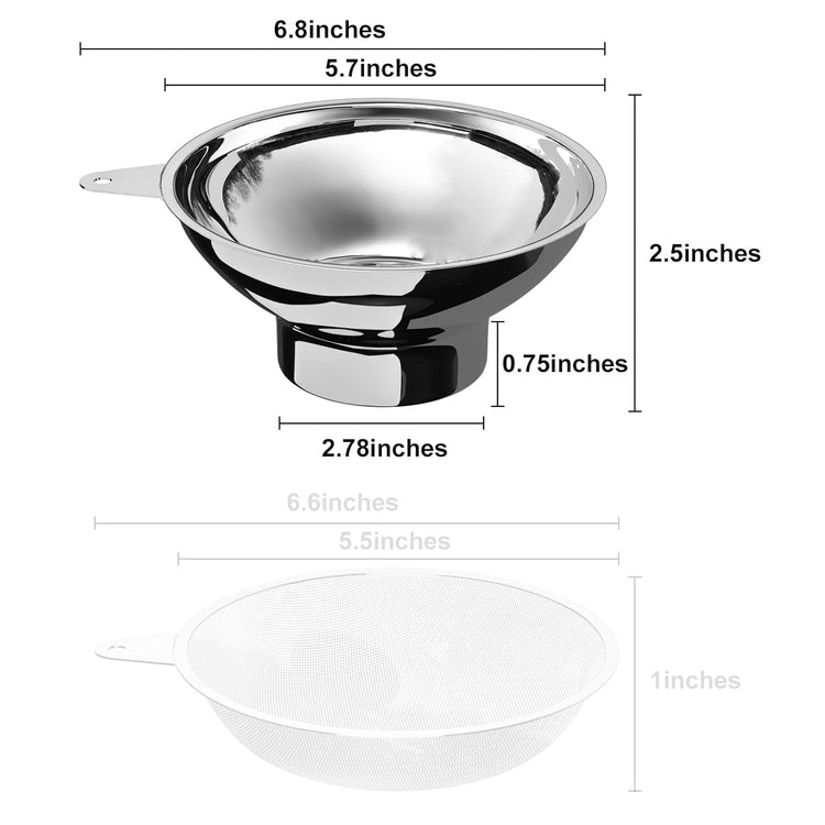 5.7 Inch X 2.78 Inch Mouth Metal Canning Funnel for Wide Mouth Mason Jars - Stainless Steel Wide Mouth Funnel for Kitchen Filling(Wide-mouth funnel without filter)