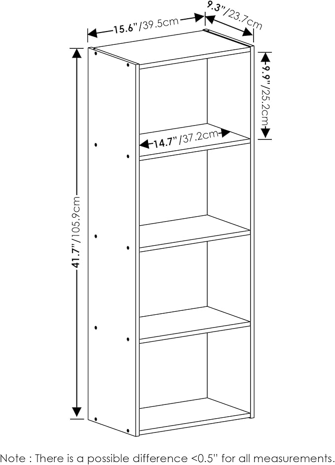 Furinno Luder Bookcase / Book / Storage, 4-Tier, Pink/White