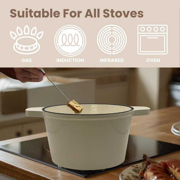 Cast Iron Fondue Set 15-Pcs With Accessories Fondue Kit For Swiss Fondue Cheese Meat Oil Fondue Pot Fondue Pot set, Cheese Fondue Set, Chocolate Fondue Pot, Cheese Melting Pot, Fondue Pot Non Electric