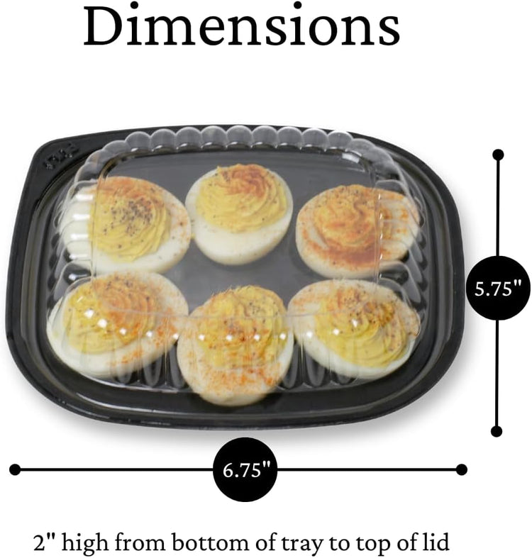 16 Pack - Disposable Deviled Egg Containers with Lid – Plastic Deviled Egg Trays – For 6 Egg Halves
