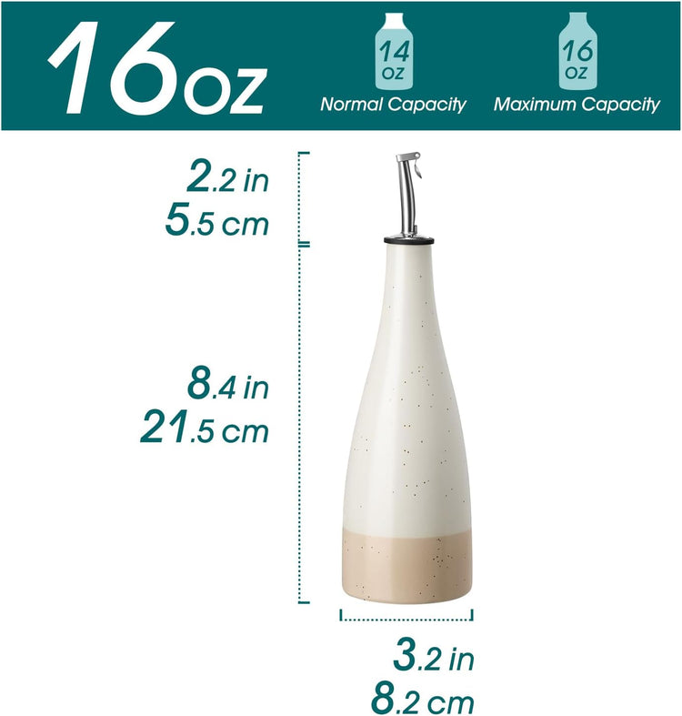 vancasso 16 Oz Ceramic Olive Oil Dispenser Bottle, Bottle Dispenser with Spout and Funnel for Kitchen,Suitable for Oil, Vinegar, Coffee Syrups & Other Liquids,Cream