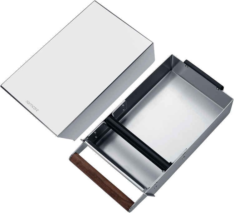 Normcore Espresso Knock Box Drawer, Espresso Knocker Drawer, 304 Stainless Steel With Walnut Wood Hand, For Home, Office, Restaurant and Coffee Shop, Mirror Finish, Size: M