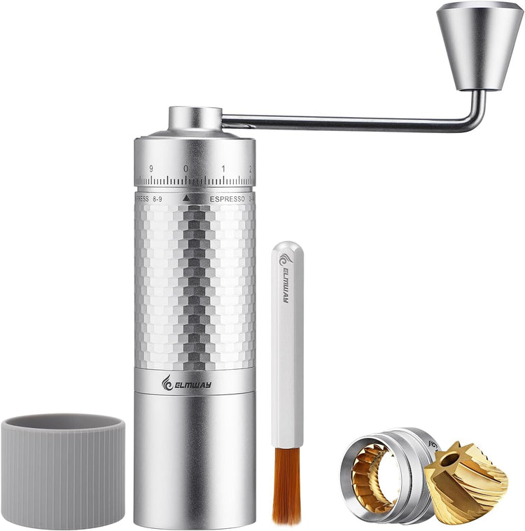 Manual Coffee Grinder, Hand Coffee Grinder, Capacity 25g with Seven star titanium plated 440 Stainless Steel Conical Burr Portable Coffee Grinders for Home Use, Office, Travel(AVOID grind 0-3 range)