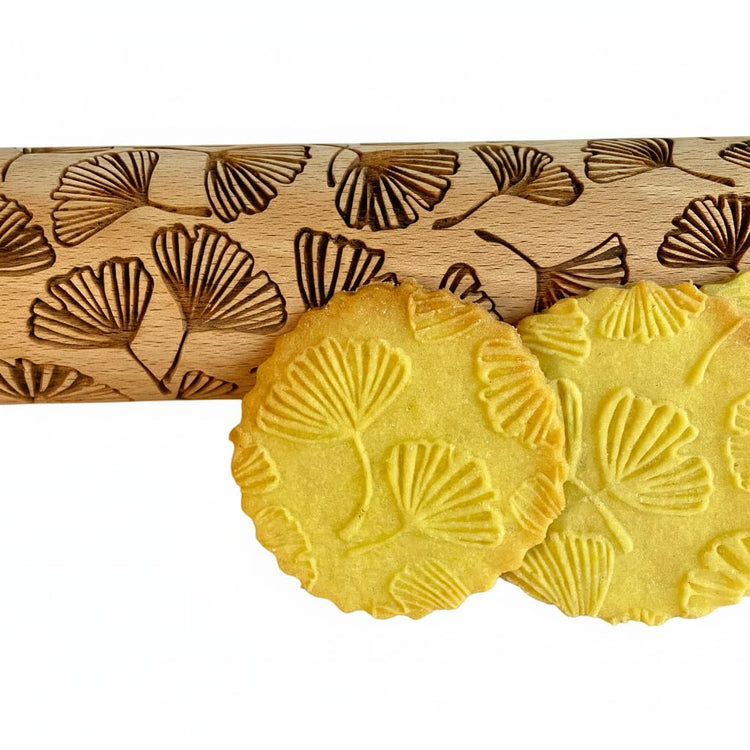 Embossing Rolling Pin GINKGO with Ginkgo Biloba Leaves Pattern
