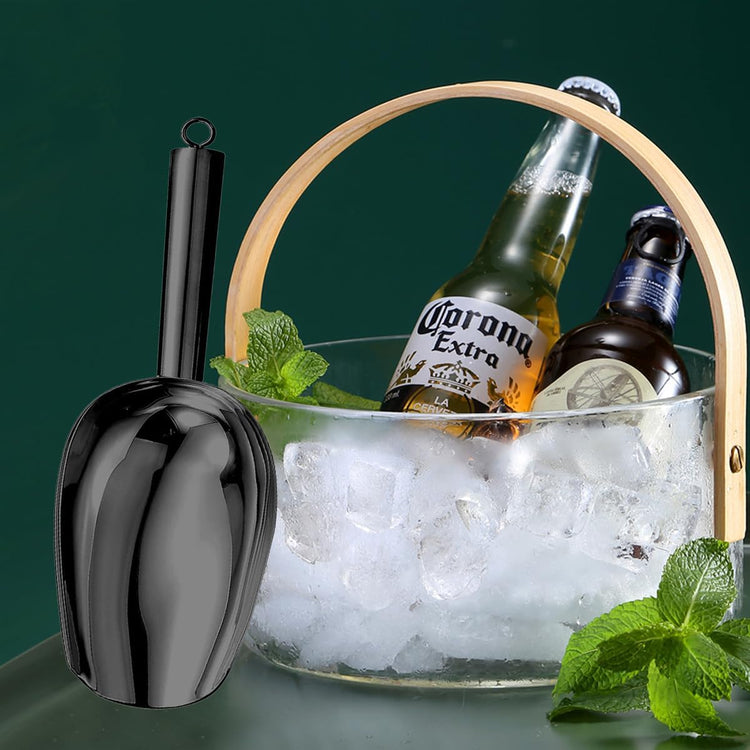 Metal Ice Scoop,Kitchen Ice Scooper for Ice Maker,Stainless Steel Small Ice Scooper for Freezer,Kitchen Gadgets Cookie Flour Pet Dog Food Scoop (black, 3oz)