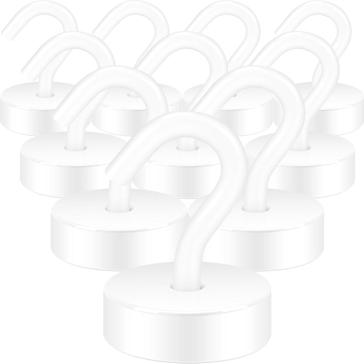 Neosmuk Magnetic Hooks, Cruise Ship Essentials, 40lb+ Heavy Duty Magnetic Hooks for Cruise Cabins, Refrigerator, Grill, Hanging, and Travel | Extra Strong Must-Haves Magnet Hook,White,Pack of 10