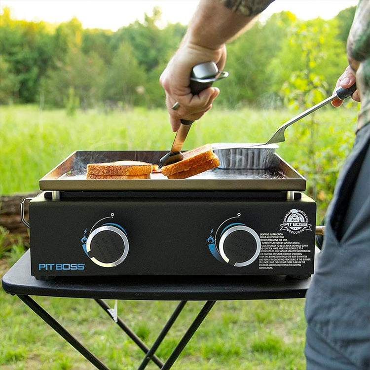 2 Burner Propane Gas Portable Tabletop Griddle Grill with Soft Cover